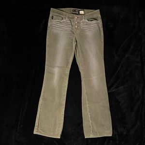 Vintage 1990s Bongo Lowrise Green Corduroy Jeans. Size 9.